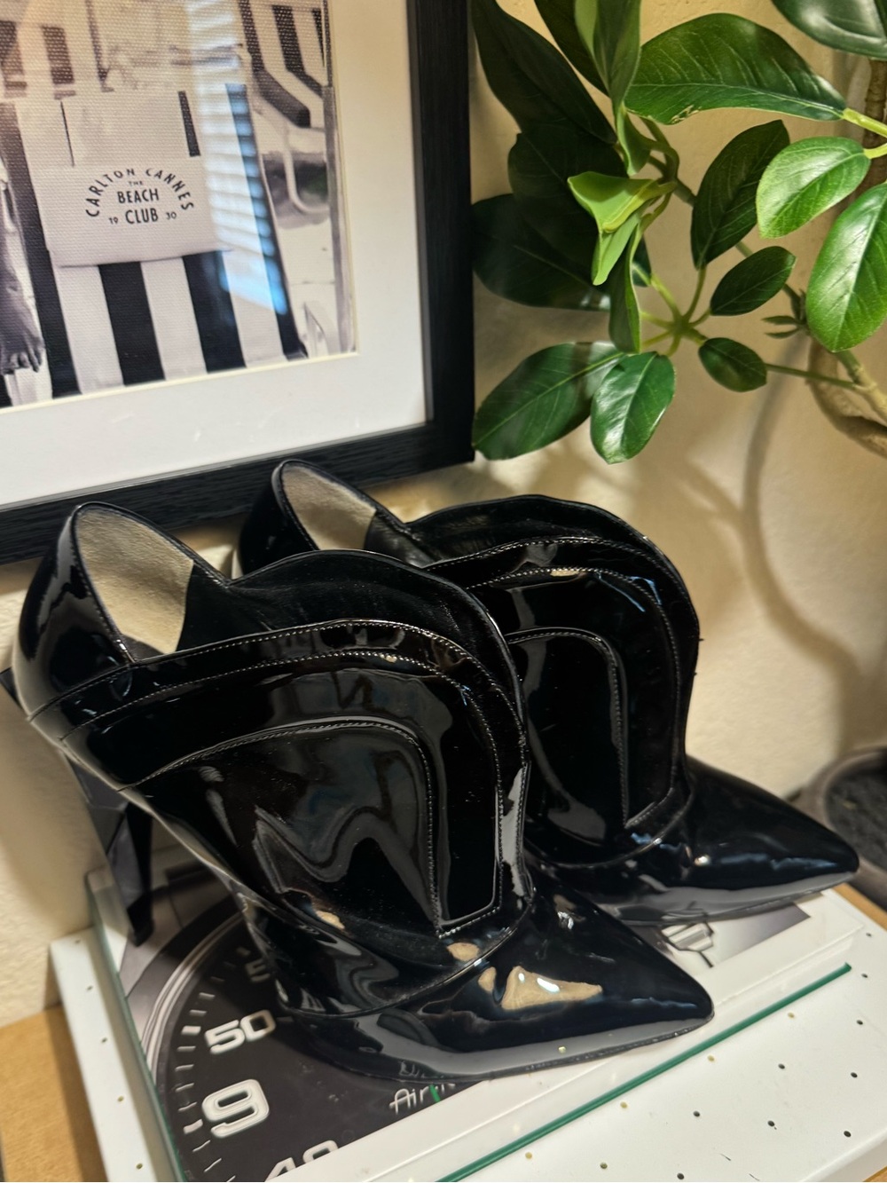 Fendi Black Patent Leather Sculptural Geometric Heel Pumps Size 37